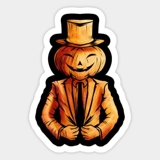 Realistic Jack O Lantern Pumpkin Man In Suit Halloween Sticker